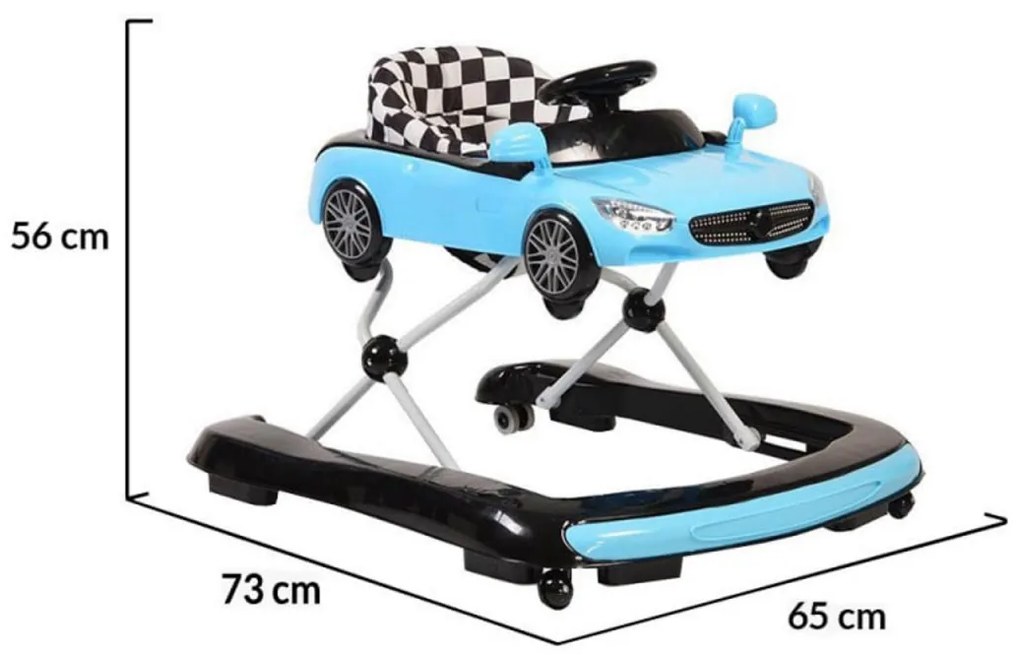 Premergator Reglabil in 3 Trepte NOVOKIDS™ Super Cabrio Car, 3 in 1, Transformabil in Antemergator si Masinuta copii, Pliabil, Cu Melodii si lumini,
