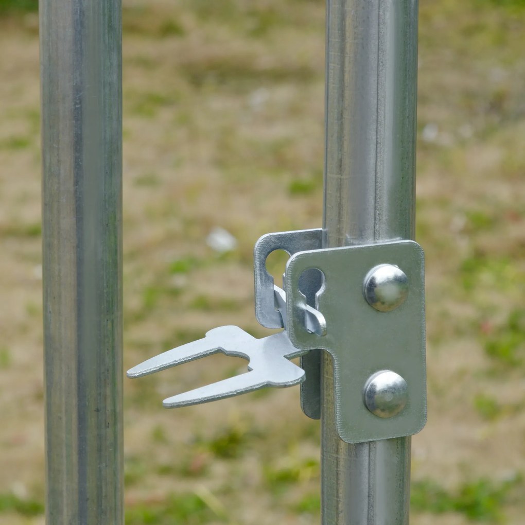 PawHut Coteț pentru Găini de Exterior, 2.8x3.8x2m Recintă din Oțel Zincat cu Acoperiș Impermeabil Anti-UV și Încuietoare, Găini, Iepuri și Rațe | Aosom Romania