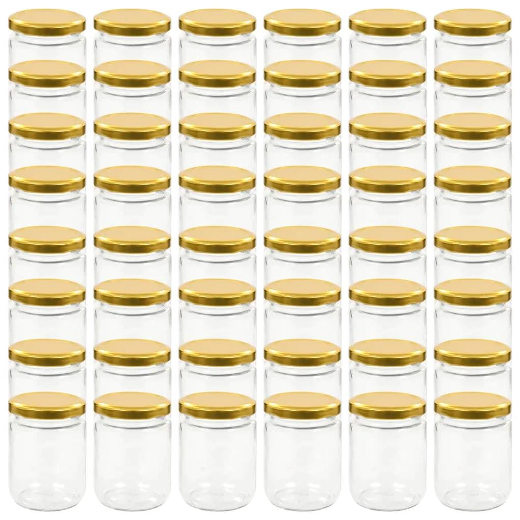 Borcane din sticla pentru gem, capac auriu, 48 buc., 230 ml 48, Auriu