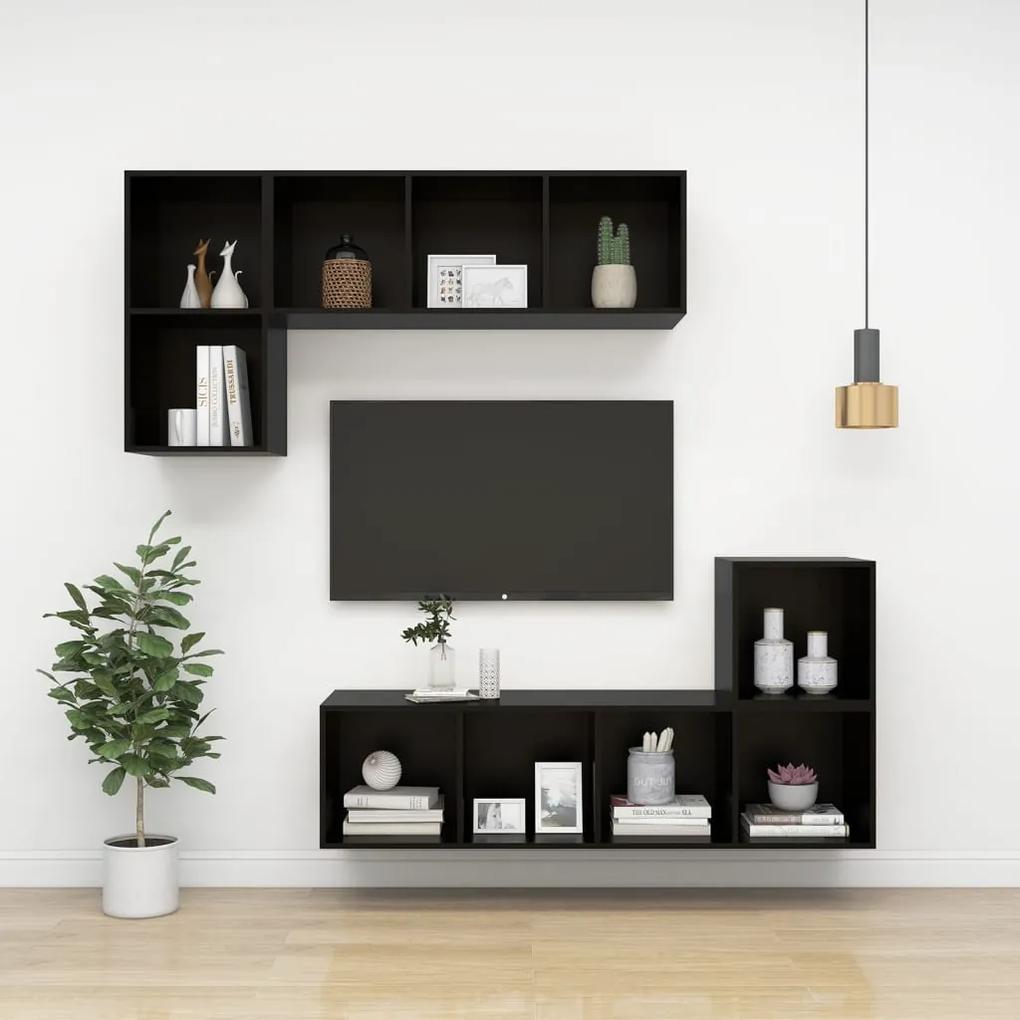 Dulap TV montat pe perete, negru, 37x37x72 cm, PAL 1, Negru, 37 x 37 x 72 cm