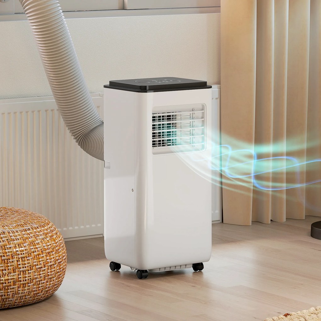 HOMCOM Aparat de aer condiționat mobil 9000BTU 2,6kW 5 în 1 răcire, dezumidificator, ventilator, auto, mod noapte, 2 viteze | Aosom Romania