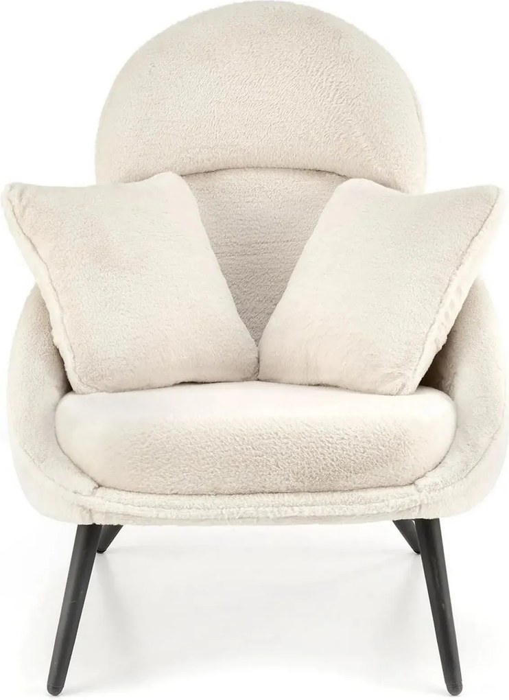 Scaun de relaxare modern MERRY, crem, stofa/otel, 80x90x95 cm