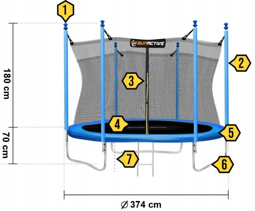 Trambulină de grădină Sunactive 374cm