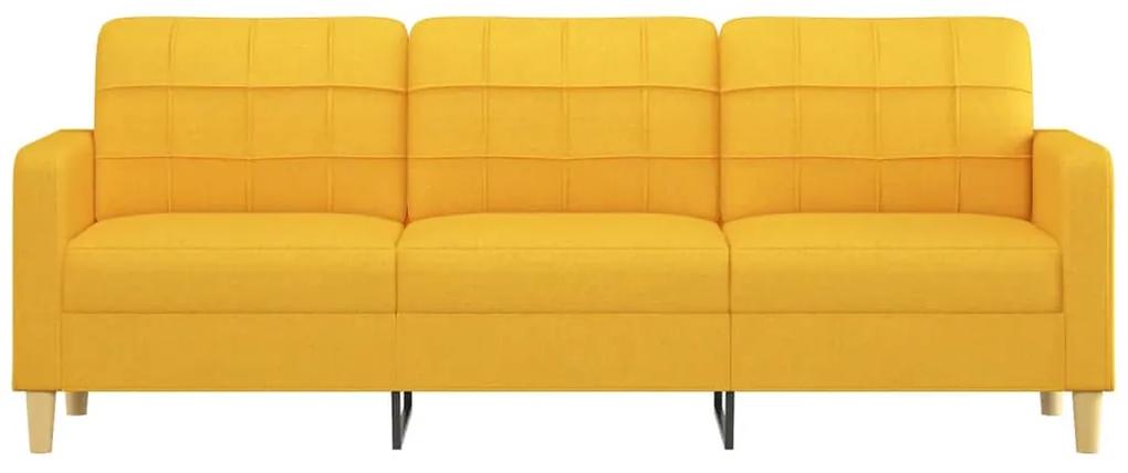 Canapea cu 3 locuri, galben deschis, 210 cm, material textil Galben deschis, 228 x 77 x 80 cm