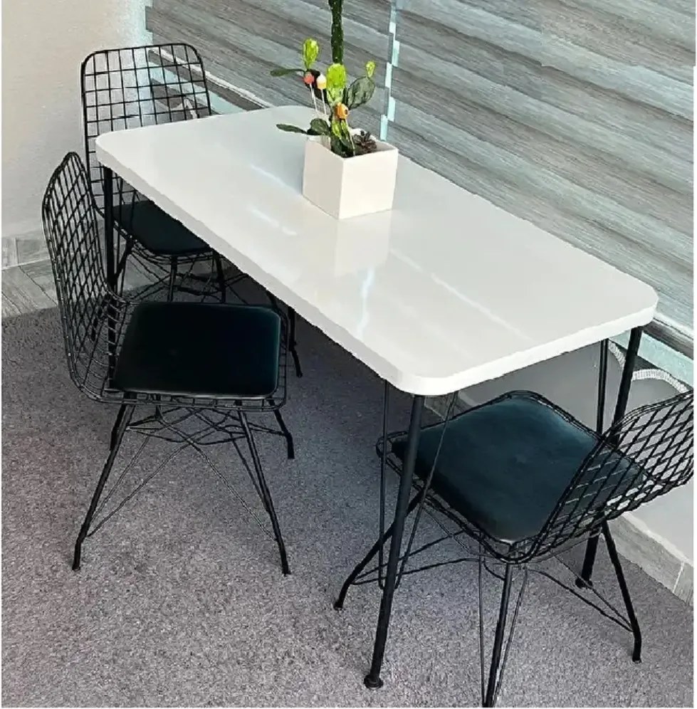 Masa bucatarie texturata, Serena Homs 70 x 110 cm, alb/negru
