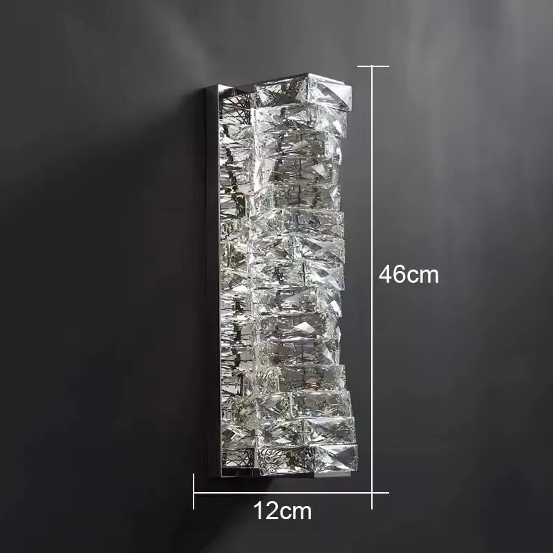 Aplică LED cu Cristale – 20W, 3 Tipuri de Lumină, Design Modern Argintiu, 46×12×16 cm