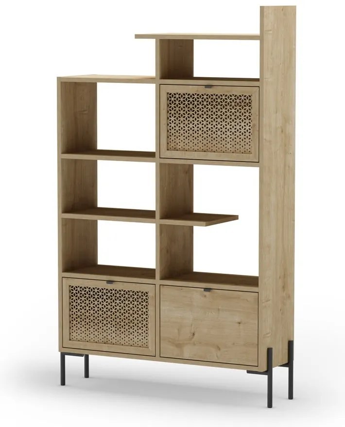 Bibliotecă în culoare naturală cu aspect de lemn de stejar 99x160 cm Inca – Marckeric