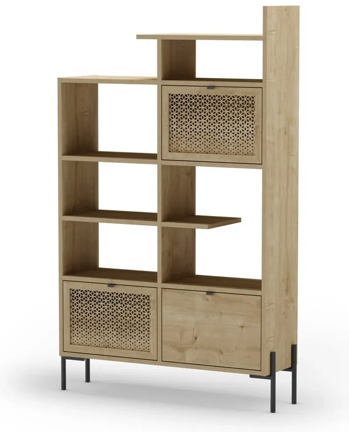 Bibliotecă în culoare naturală cu aspect de lemn de stejar 99x160 cm Inca – Marckeric