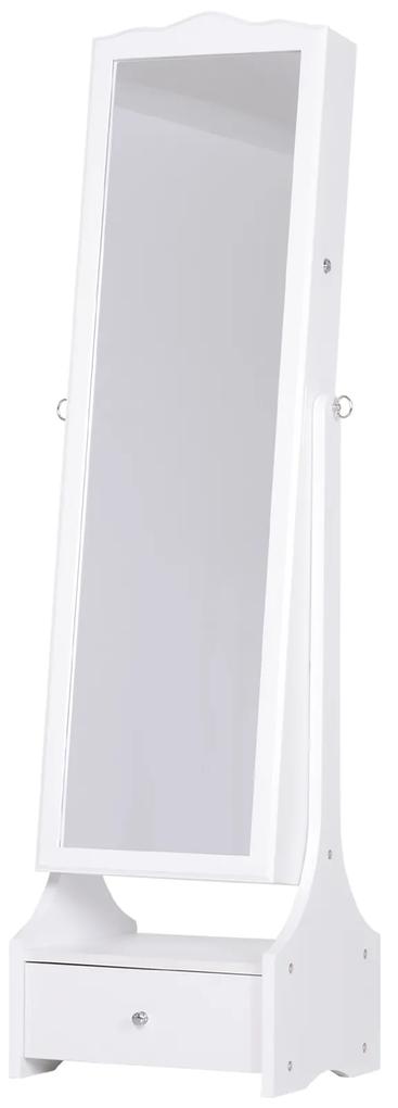 Homcom Dulap pentru Bijuterii Oglinda cu Lumini LED Alb 45x36x150cm