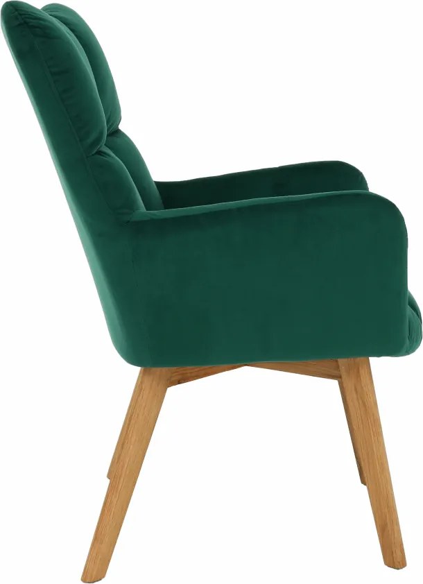 Fotoliu de design, catifea Velvet smarald/stejar, KOMODO