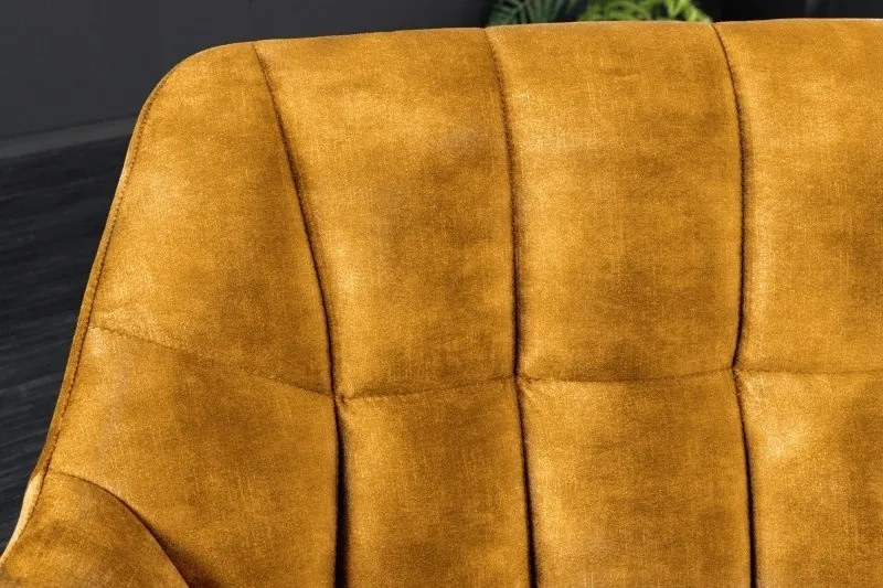 Banca tapitata Papillon 165cm catifea galben mustar