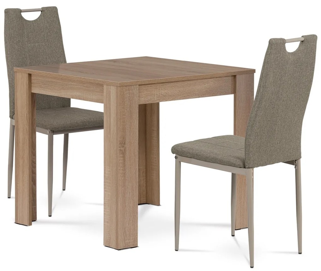 Set masă MDF cu 2 scaune, 80 x 80 x 75 cm, stejarSonoma