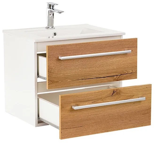 Dulap inferior Vario Clam 60 cu lavoar, stejar alb