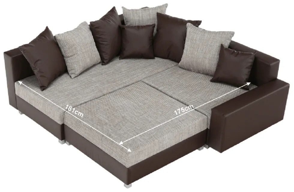 Colţar, S, piele eco maro/textil maro, PETRANA NEW