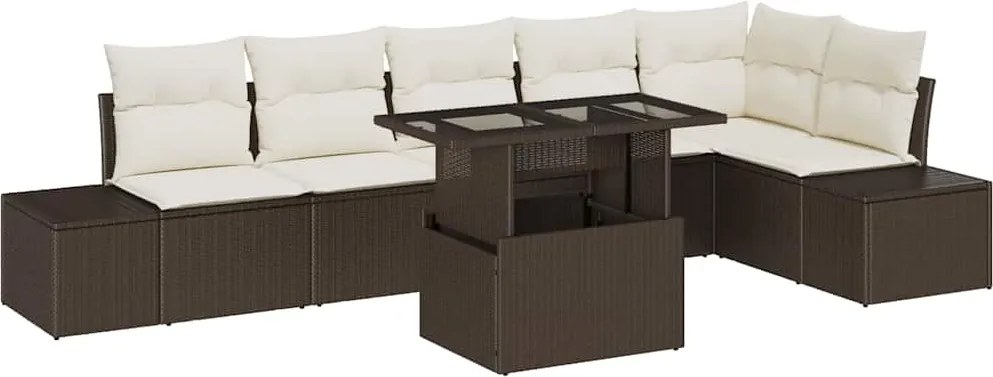 vidaXL Set de canapele pentru grădină 7 pcs Maro Rattan poli