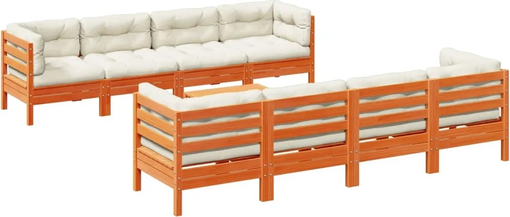 vidaXL Set mobilier de grădină cu perne, 9 piese, lemn masiv de pin
