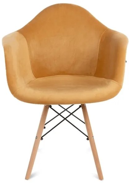 SET 2x scaun de sufragerie NEREA 80x60,5 cm galben/fag