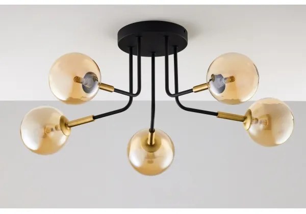 Lustră pe tijă Jupiter 2038 BURANO 5xG9/10W/230V negru/auriu/bej