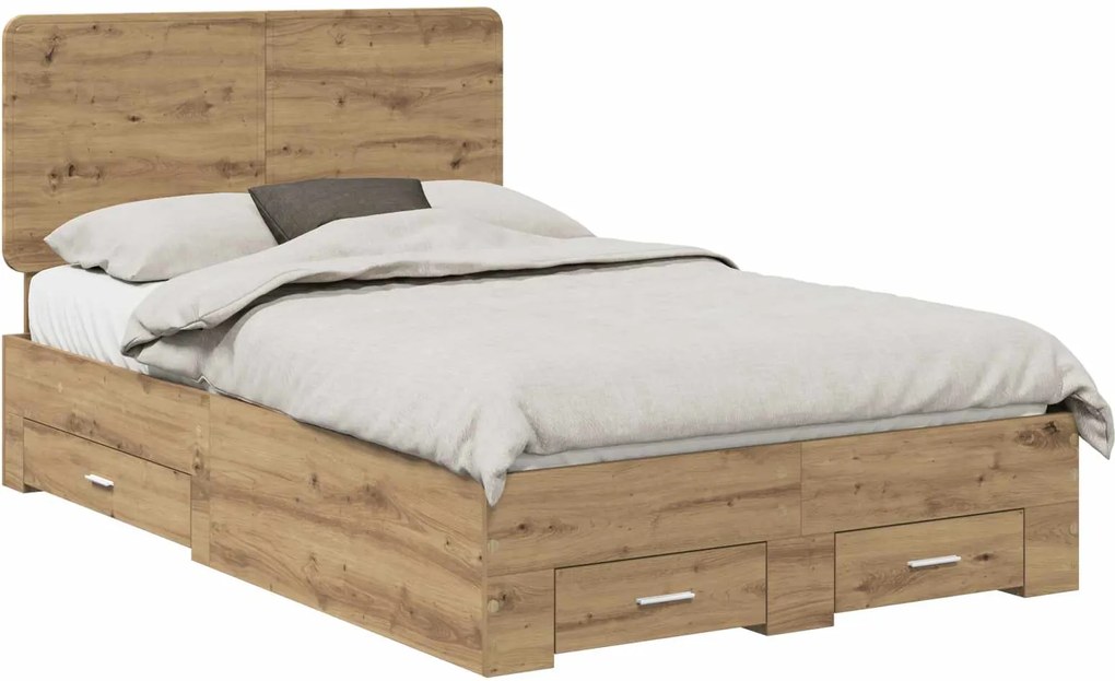 vidaXL Cadru de pat Stejar Artizanal 120 x 190 cm Lemn compozit