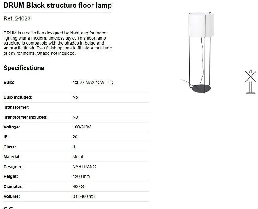 Lampa podea / Lampadar modern design elegant DRUM bej