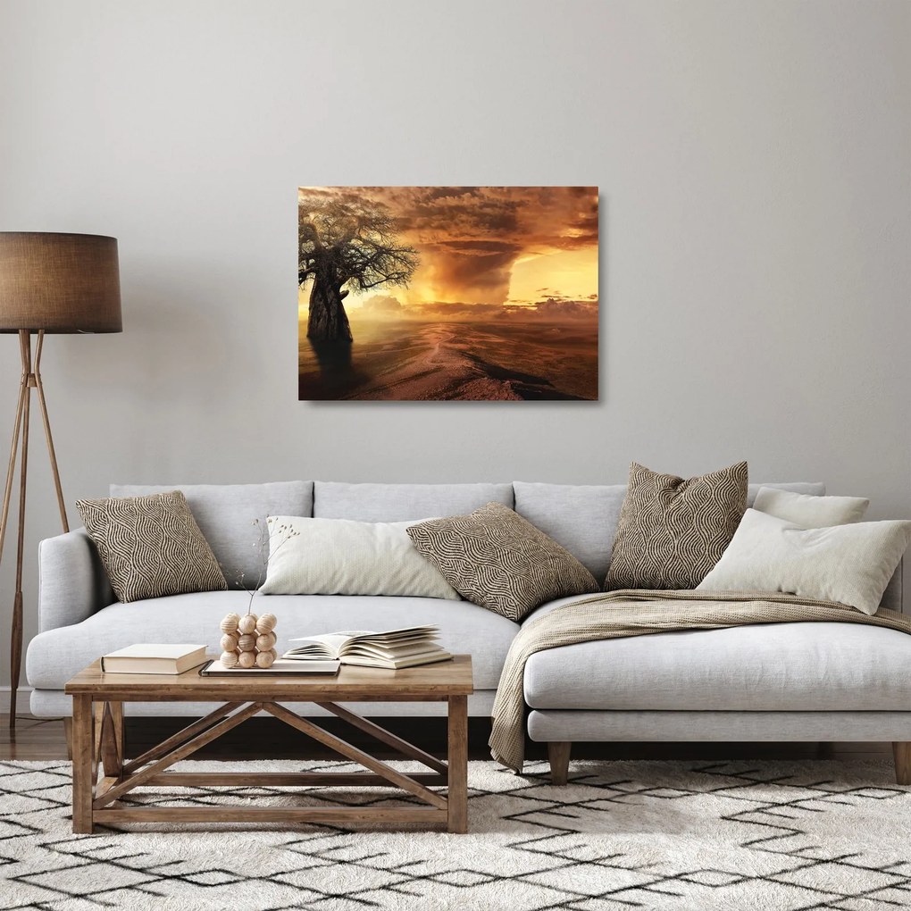 Tablou pe sticlă cu norii portocalii (70x50 cm)