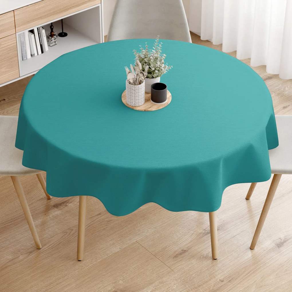Goldea față de masă decorativă loneta - azur - rotundă Ø 60 cm