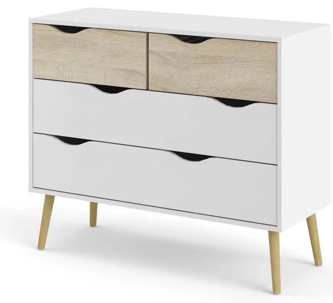 Comodă Tvilum Oslo, 99x82 cm, alb-natural