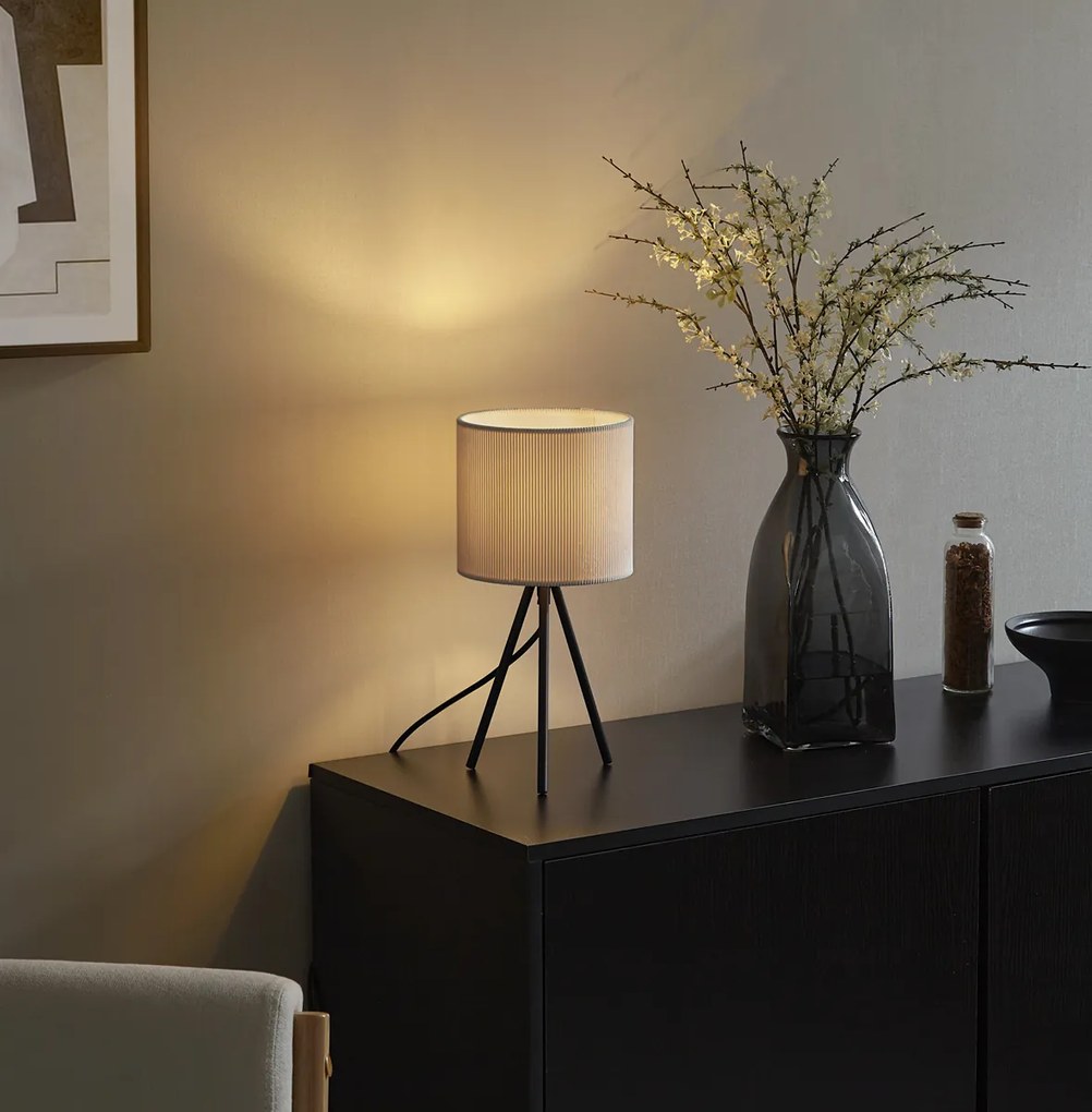Lampă de masă modernă cu trepied alb cu abajur de catifea - Luz