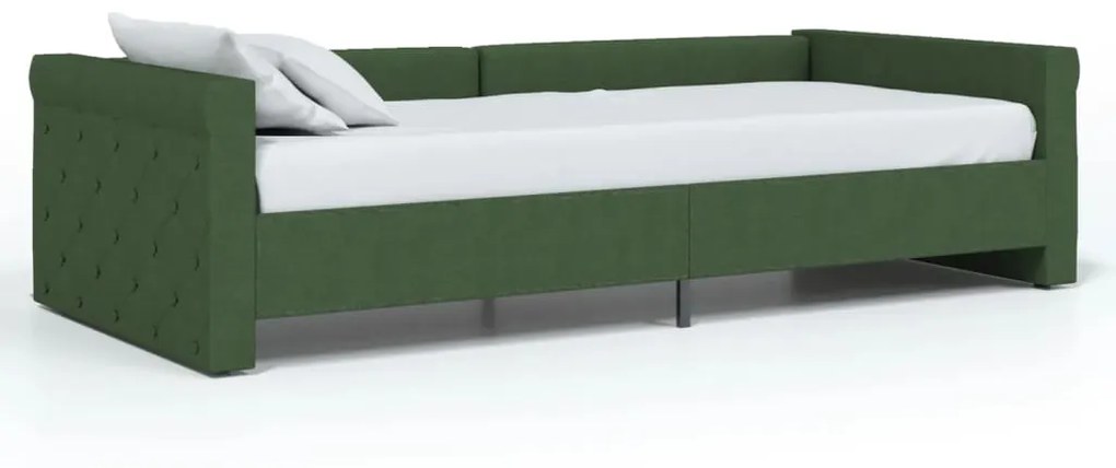 337199 vidaXL Pat de zi, verde închis, 90x200 cm, textil, USB