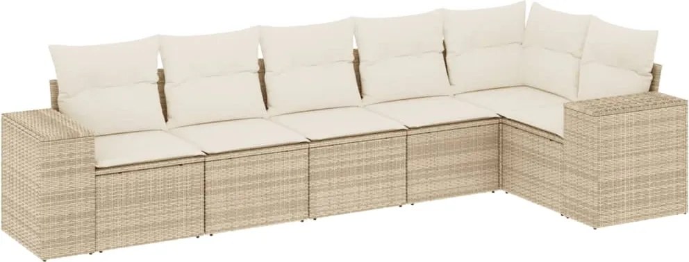 vidaXL Set canapele de grădină cu perne, 6 piese, bej, poliratan