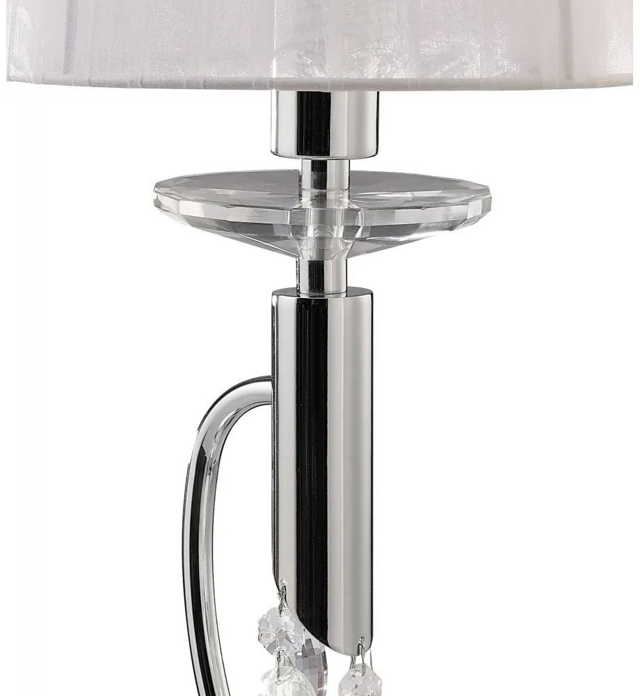 Veioza, Lampa de masa eleganta Tiffany crom/ abajur alb