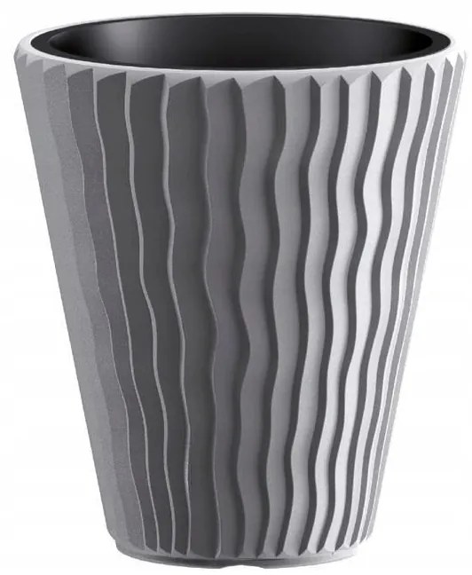 Ghiveci decorativ de flori, rotund, gri, 29.7x33 cm, Sandy