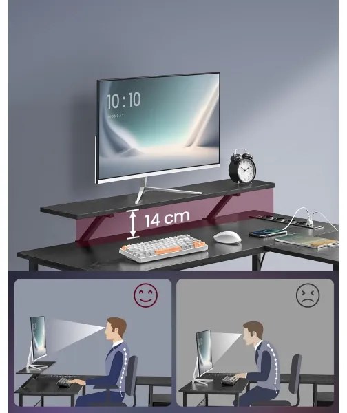 Birou cu iluminare integrată SOLEA-X, maro/negru