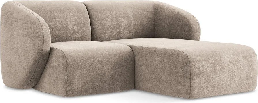 Colțar maro deschis cu tapițerie din chenille (cu colț pe partea dreaptă/cu șezlong) Lani – Makamii