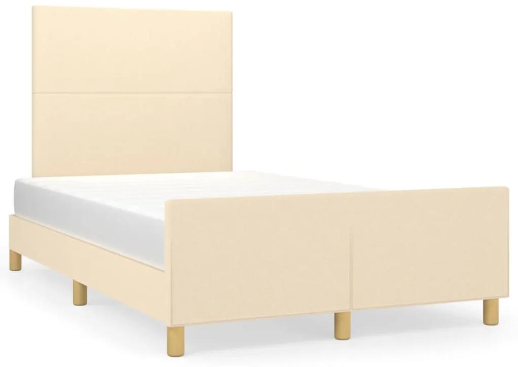 Cadru de pat cu tablie, crem, 120x200 cm, textil Crem, 120 x 200 cm, Design simplu