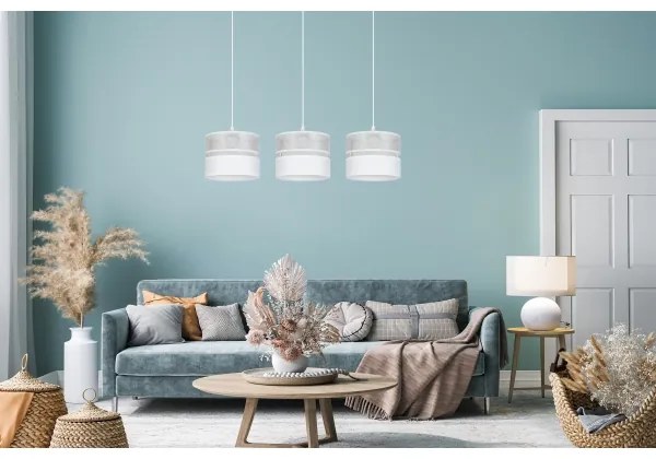 Lustră pe cablu LIMA 3xE27/60W/230V gri/albă