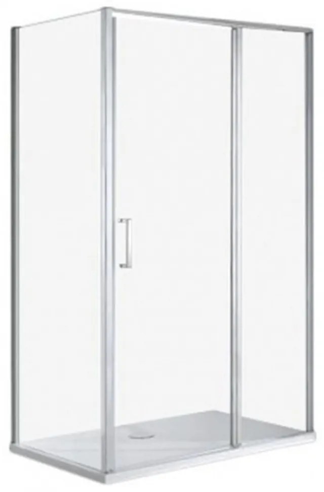 Cabină de duș asimetrică Triton cu ușă batantă și înveliș Easy Clean fără cădiță de duș