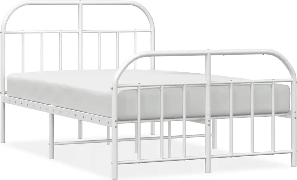 vidaXL Cadru de pat metalic cu tăblie, alb, 120x190 cm