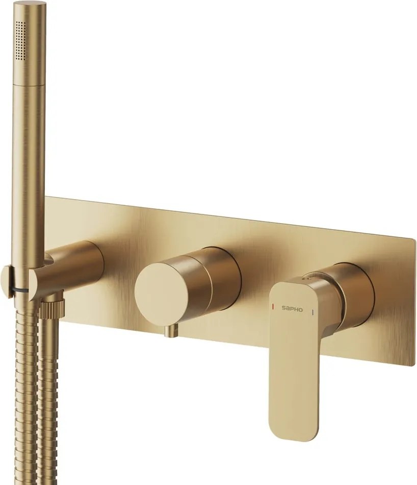 Baterie aurie pentru duș încastrată (2 ieșiri) Spy – Sapho