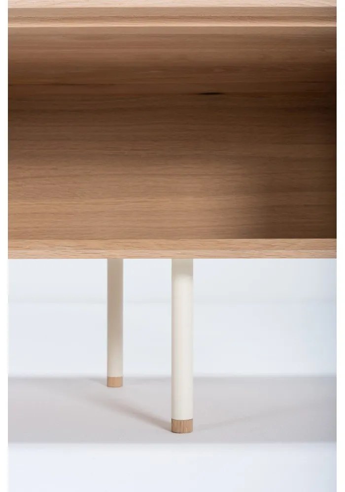 Comodă TV albă/în culoare naturală din lemn de stejar 200x48 cm Fina – Gazzda