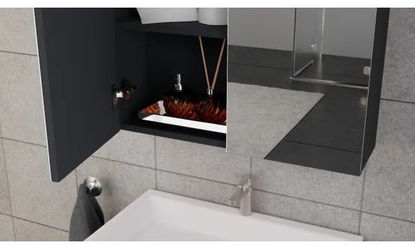 Set mobilier pentru baie KATE cu lavoar + dulap cu oglindă + dulap suspendat, antracit