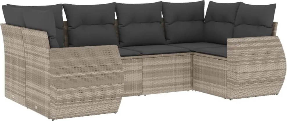 vidaXL Set canapele de grădină cu perne, 6 piese gri deschis poliratan