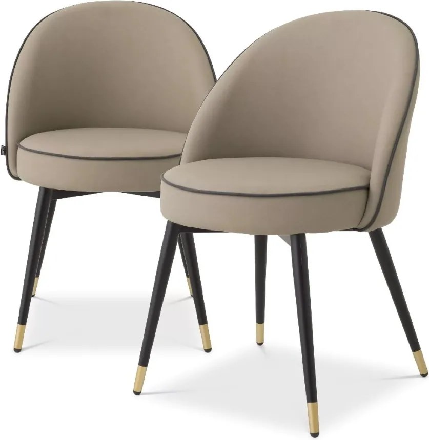 Set de 2 scaune design LUX Cooper, piele sintetica bej