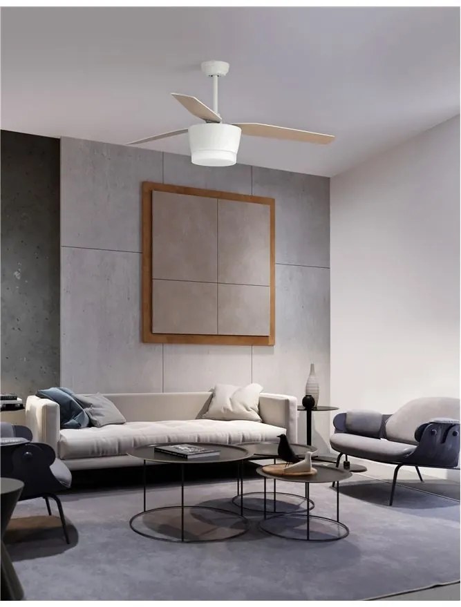 Lustra LED cu ventilator si telecomanda design modern Monsoon alb/artar