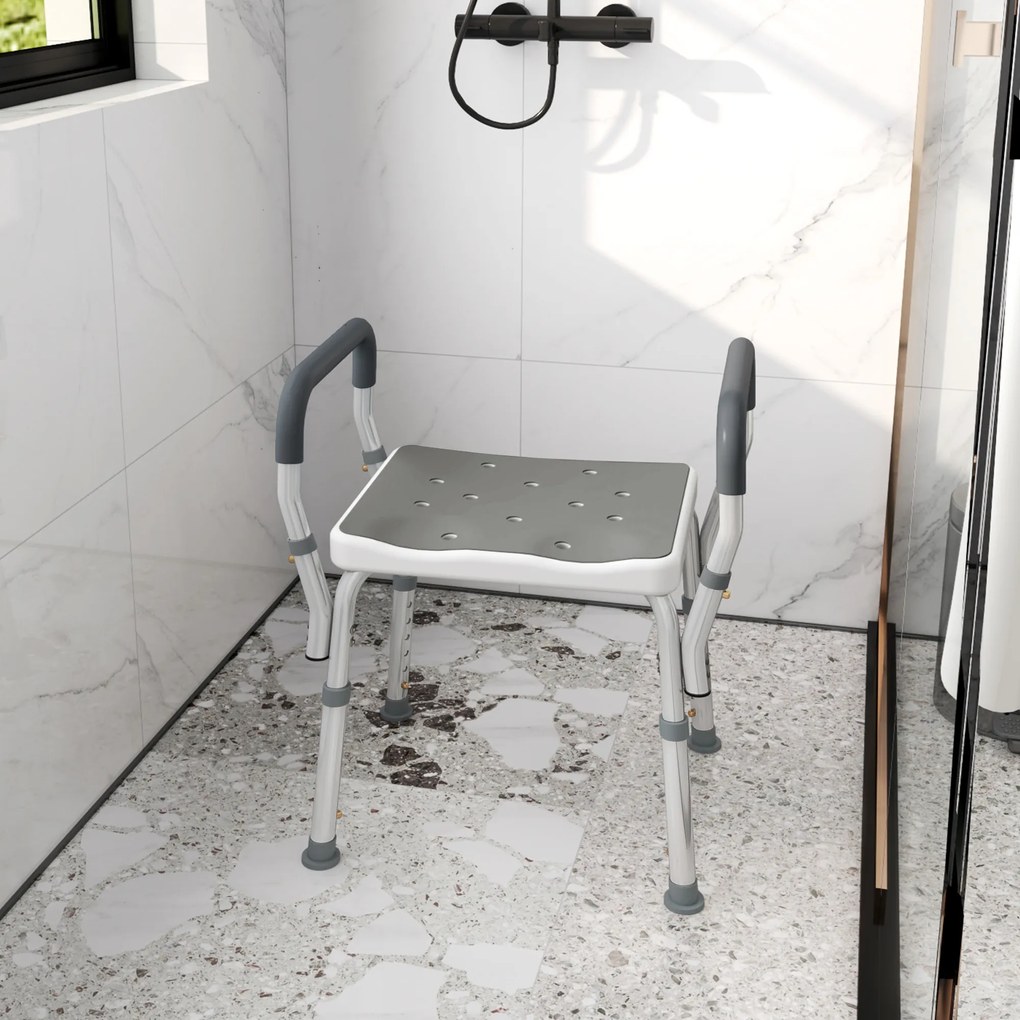 HOMCOM Scaun Reglabil de Duș cu Mânere, Multicolor | Aosom Romania