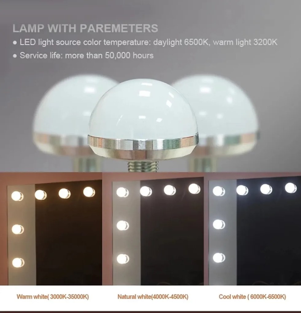 RESIGILAT - Oglindă iluminată, 14 becuri LED, conexiune Bluetooth, Difuzor, USB, Control Touch, Luminozitate Reglabilă, GLAM BLUETOOTH 100x80 cm