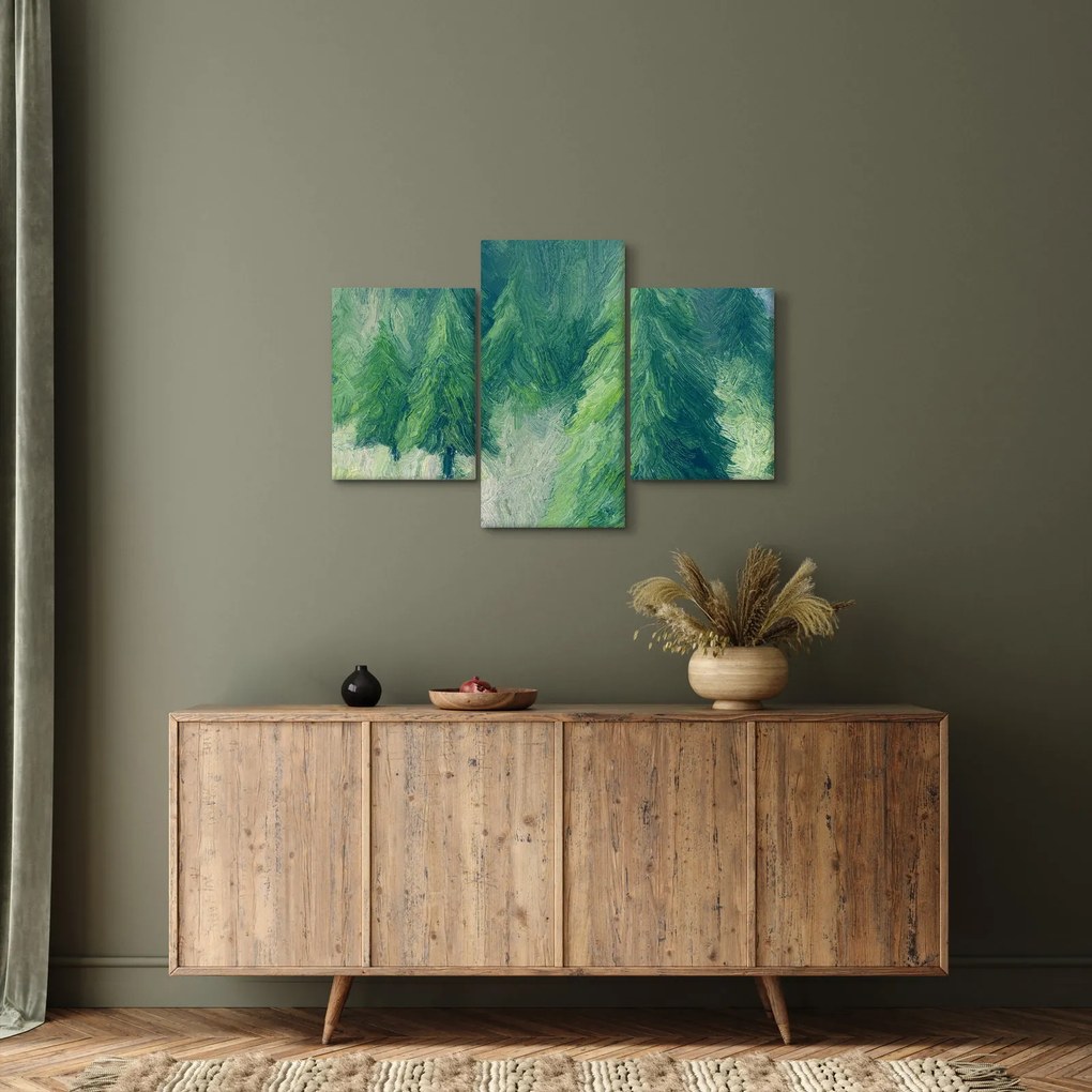 Tablou - Conifere pictate (90x60 cm)