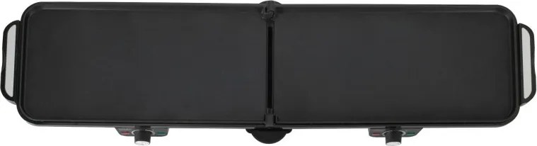 Gratar electric dublu pliabil Adler AD 6617, 3000 W, Deschidere 180°, 96 x 26 cm, Placi antiaderente, 2 termostate, Tava pentru grasime, Negru