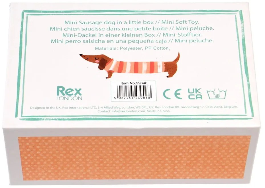 Jucărie de pluș Mini Sausage Dog in a Little Box – Rex London