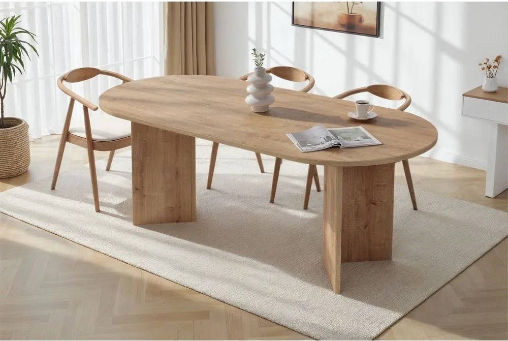 Masă de dining cu aspect de lemn de stejar 90x200 cm Sabella – Kalune Design